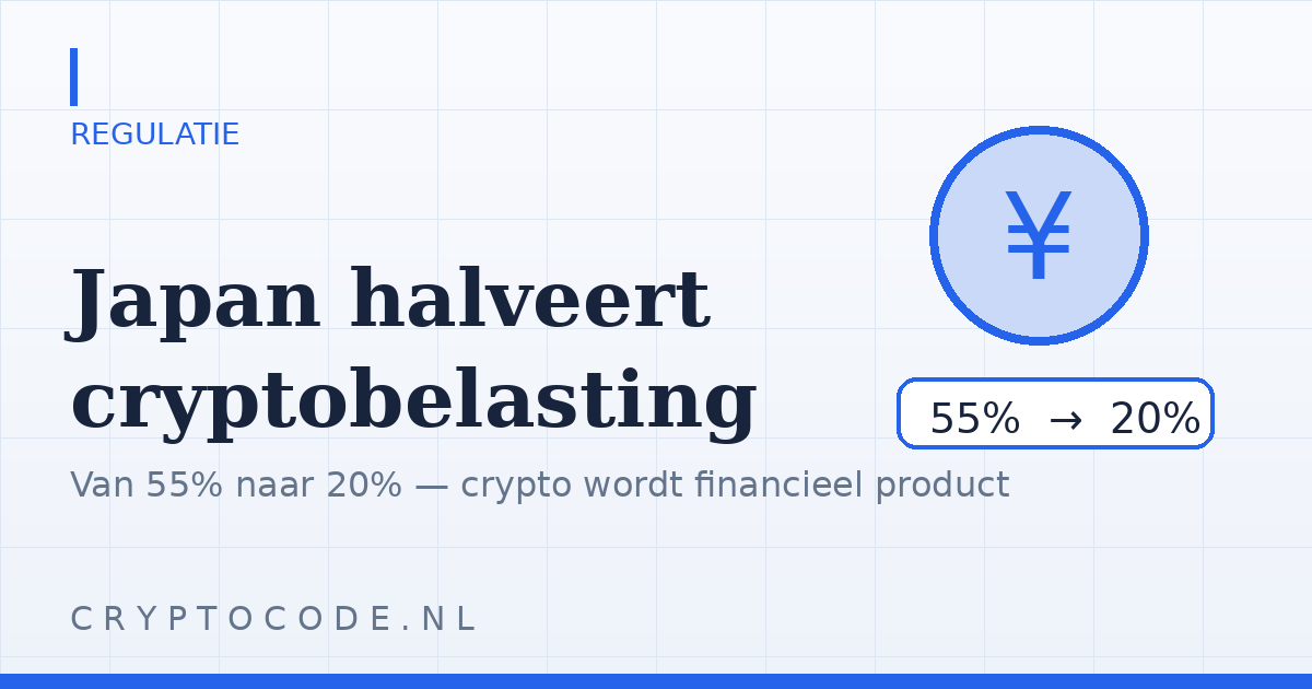 Japan halveert cryptobelasting en erkent crypto als financieel product